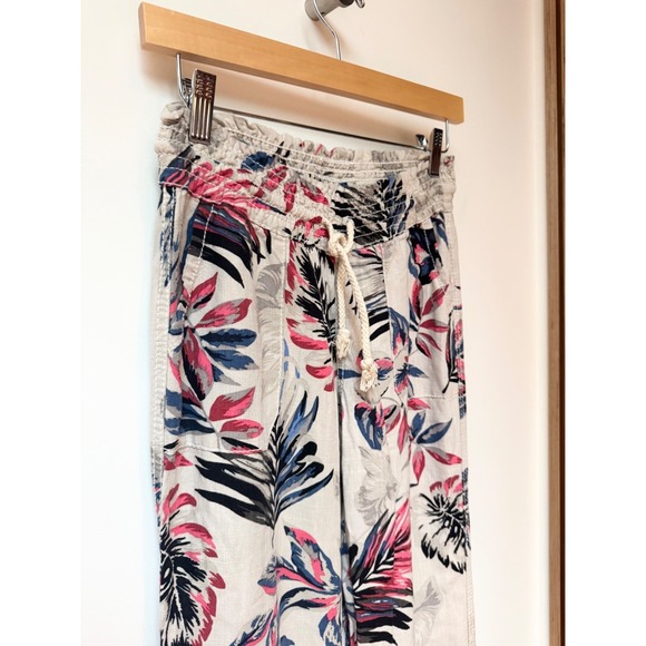 Cali 1850 Los Angeles Floral Tropic Wide Leg Linen Blend Pants Stretch Resort XS - Picture 2 of 4